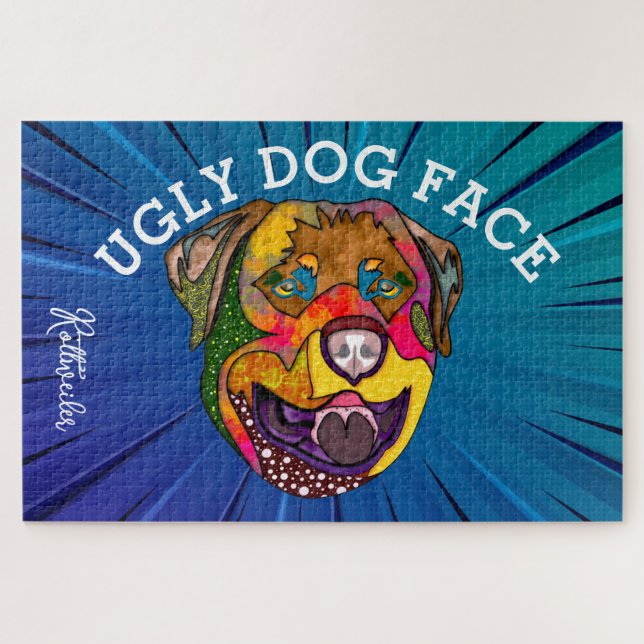 Roteiro feio rosto de cão 1000 peça Quebra-cabeça  (Horizontal)