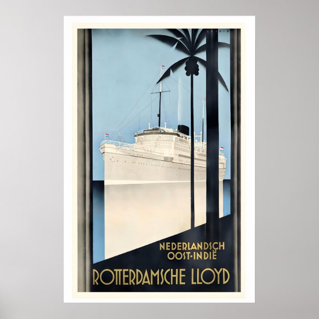Rotterdamsche Lloyd  Ship Vintage Travel Poster (Frente)