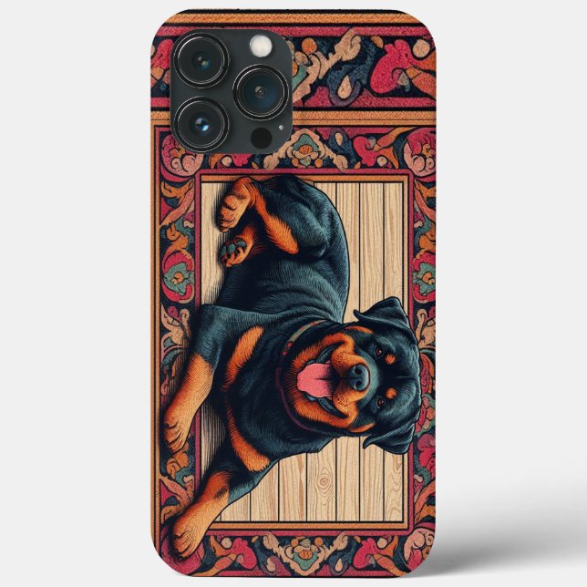 Rottweiler Cão 3D Borda Na moda Colorida (Verso)