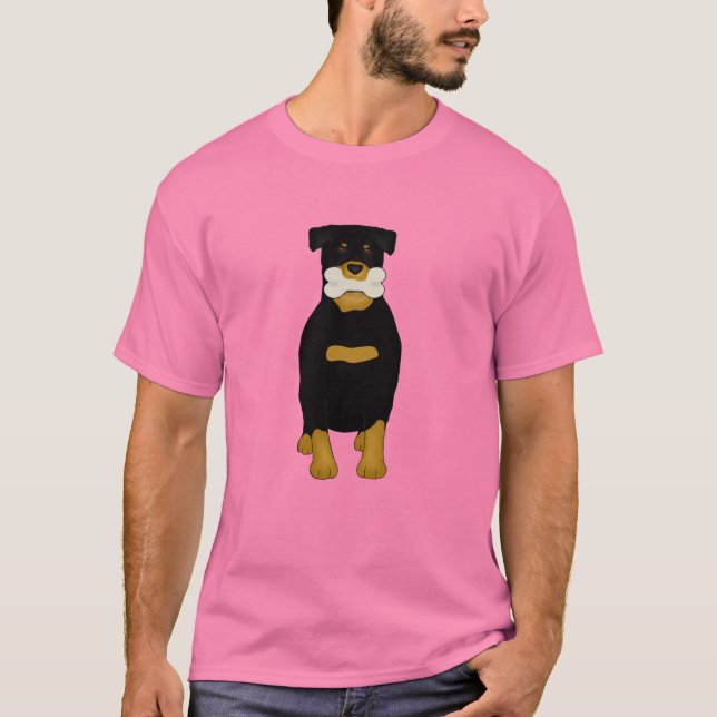 Rottweiler com T-Shirt óssea (Frente)