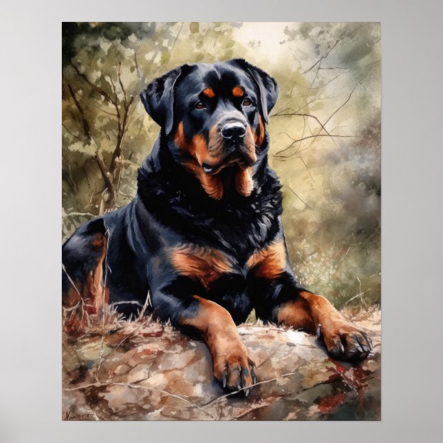 Rottweiler Dog Art Impressão (Frente)