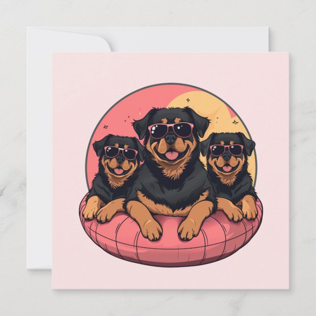 Rottweiler Dogs Summer Piscinas Floties (Frente)