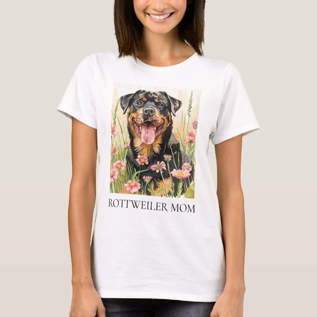 Rottweiler Mom T-Shirt – Watercolor Dog Gift (Frente)