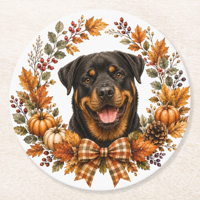 Rottweiler Outono Grinalda Porta-copos (Frente)