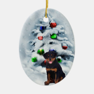 Rottweiler Puppy Natal Ornamentos