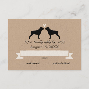 Rottweiler Silhouettes Resposta de Casamento RSVP