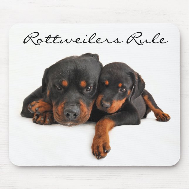 Rottweilers Regra Mãe e Puppy Rottweiler Mousepad (Frente)