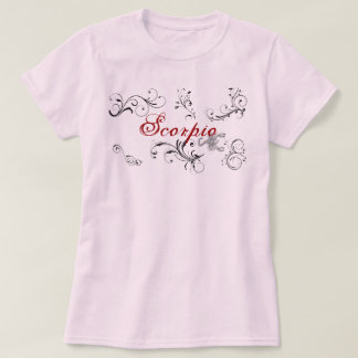 Rotulação vermelha do t-shirt do escorpião da