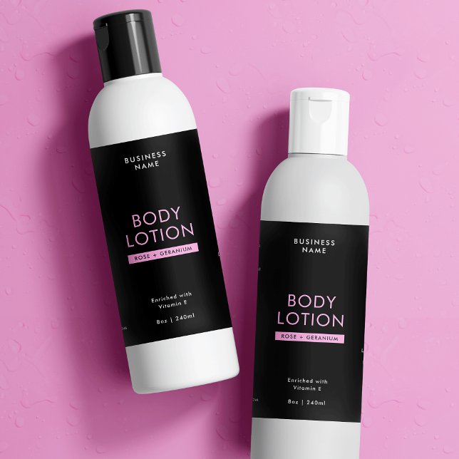 Rótulo à prova d'água do refrigerador Cosmo preto  (Trendy Black & Pink 8 OZ Cosmo Bottle Waterproof Label *verify size to ensure a good fit*)