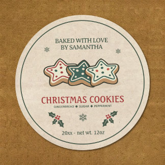 Rótulo Adesivo de Biscoitos de Natal Vintage