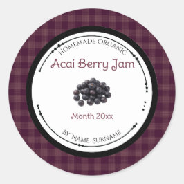 Rótulo Adesivo de Geleia de Frutas de Açaí Caseira