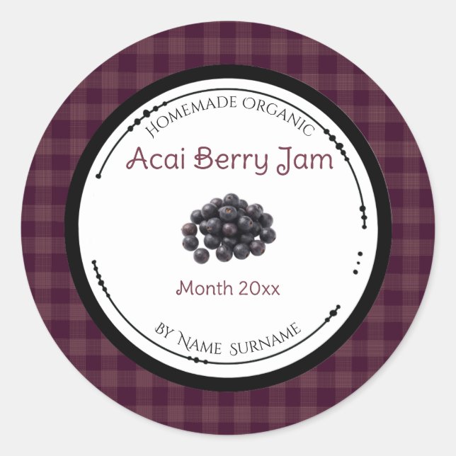 Rótulo Adesivo de Geleia de Frutas de Açaí Caseira (Frente)