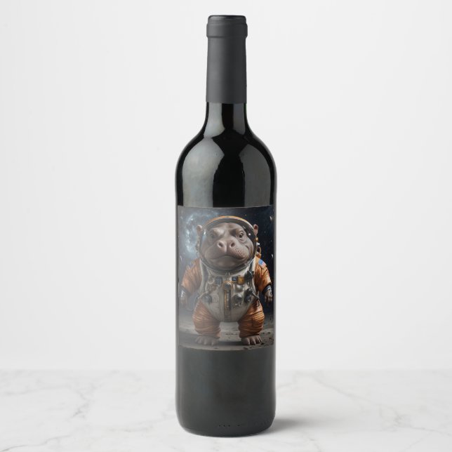 Rótulo com hipopótamo em naves espaciais (Frente)