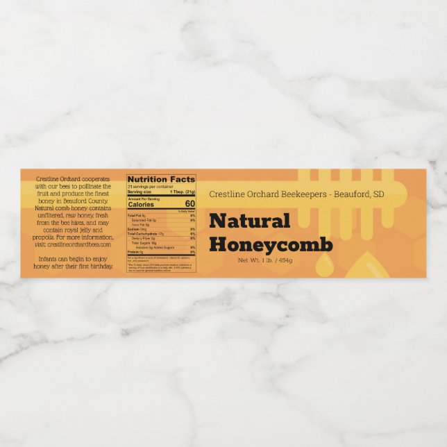 Rótulo da Caixa de Mel de Mel (Rótulo Único)