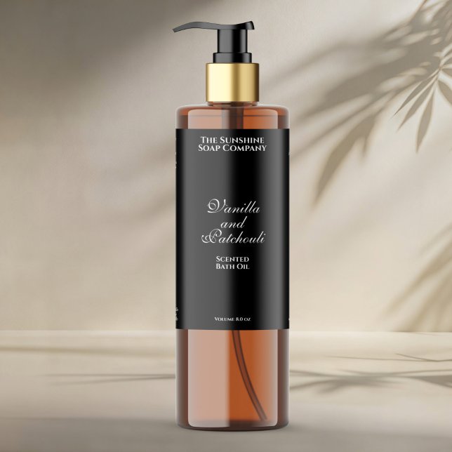 Rótulo da garrafa cosmética à prova de água preta (Criador carregado)