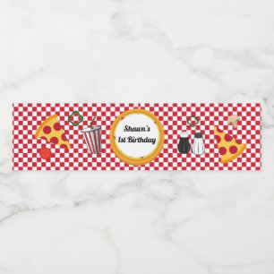 Rótulo da garrafa de água da Pizza Party