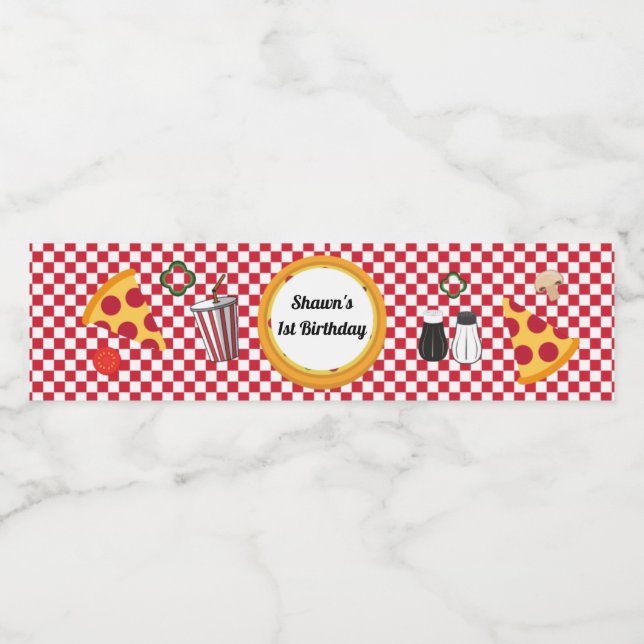 Rótulo da garrafa de água da Pizza Party (Rótulo Único)
