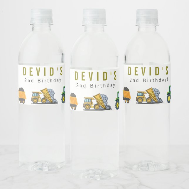 Rótulo da Garrafa de Água de Aniversário de Constr (Garrafas)