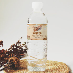 Rótulo da Garrafa de Água de Aniversário do Avião 