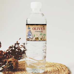 Rótulo da Garrafa de Água de Aniversário Pirata