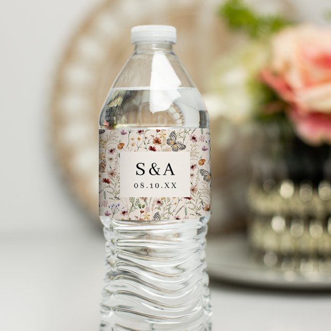 Rótulo da Garrafa de Água de Casamento Floral (Floral Wedding Water Bottle Label
)