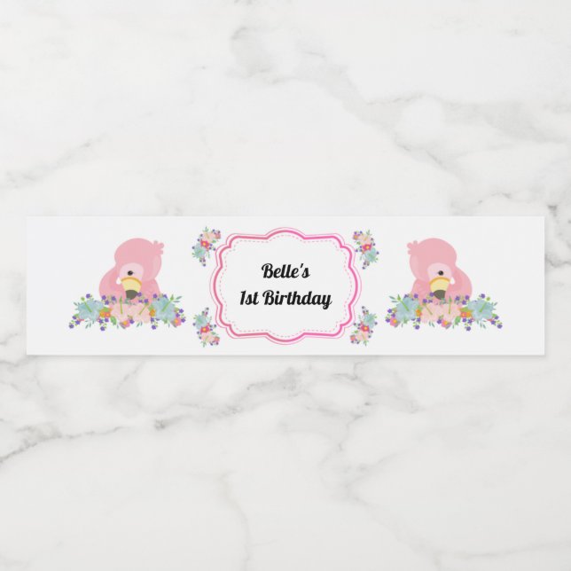 Rótulo da Garrafa de Água do Baby Flamingo Party (Rótulo Único)