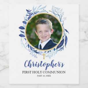 Rótulo da garrafa de vinho azul verde