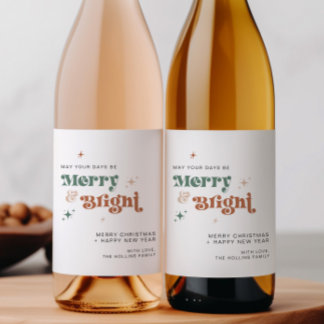 Rótulo da garrafa de vinho Boho de Natal Rótulo do