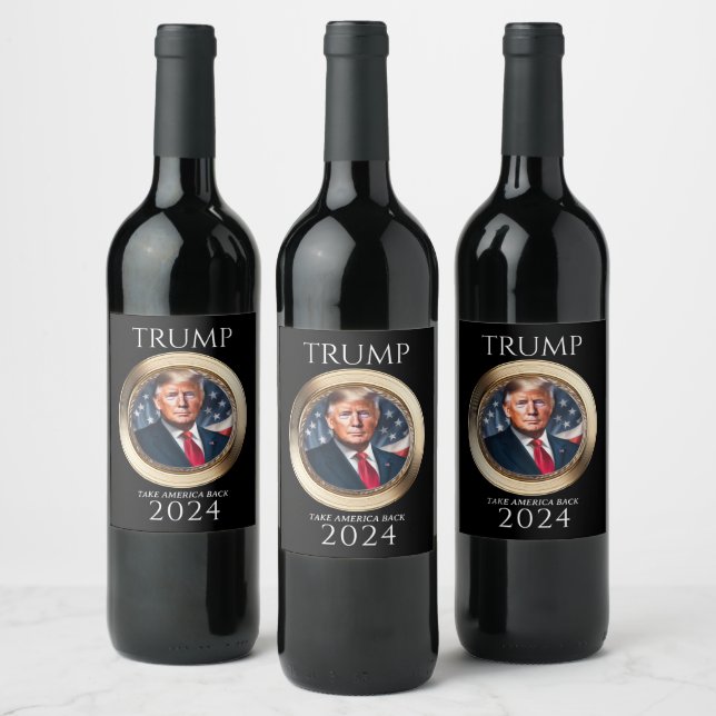 Rótulo da garrafa de vinho da campanha Trump 2024 (Garrafas)