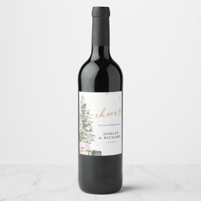 Rótulo da Garrafa de Vinho de Casamento de Árvore  (Frente)