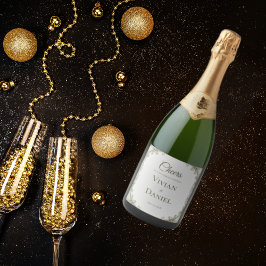 Rótulo da garrafa de vinho de Casamento Elegante