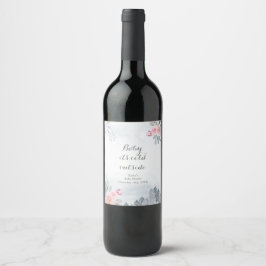 Rótulo da garrafa de vinho de Natal, cor-de-rosa,