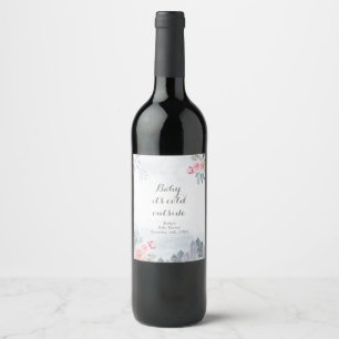 Rótulo da garrafa de vinho de Natal, cor-de-rosa,