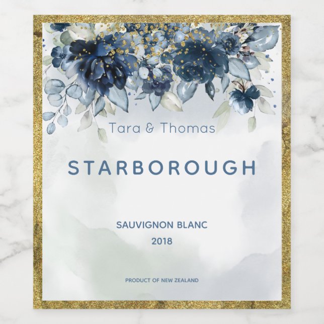 Rótulo da garrafa de vinho de Rosa em cascata (Rótulo Único)