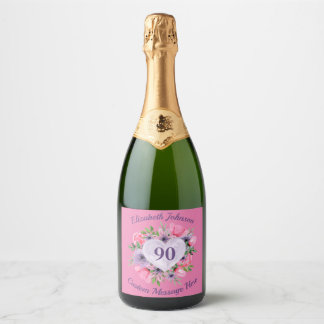 Rótulo da garrafa de vinho espumante de 90 rosa