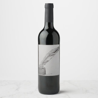 Rótulo da garrafa de vinho, Pena a tinta, Pena de