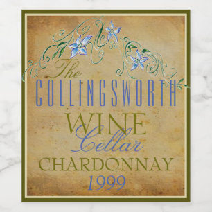 Rótulo da garrafa de vinho personalizada das flore