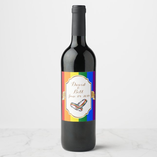 Rótulo da Garrafa Gay de Casamento de Vinho Person (Frente)