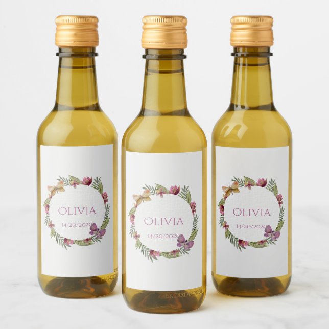 Rótulo das Mini Garrafas de Vinho Floral Verde (Garrafas)