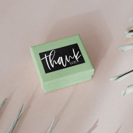 Rótulo de Adesivo de Agradecimento Preto e Branco