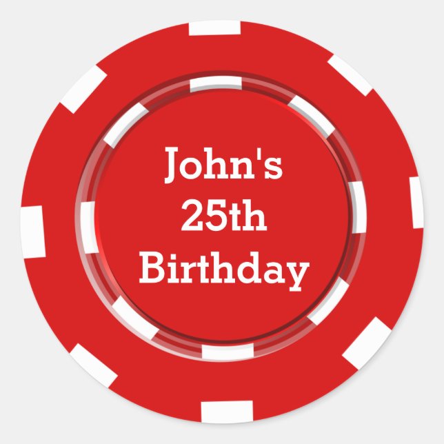 rótulo de adesivo de festa de cassino de fichas de (Frente)