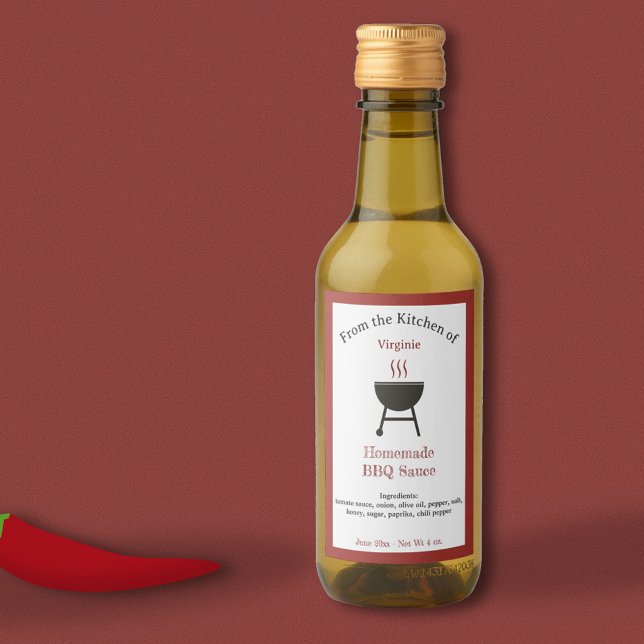 Rótulo de Adesivo de Garrafa de Molho de Churrasco (Rustic Barbecue Sauce BBQ Bottle Label Sticker)