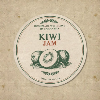 Rótulo de Adesivo de Geleia de Kiwi Caseira Vintag