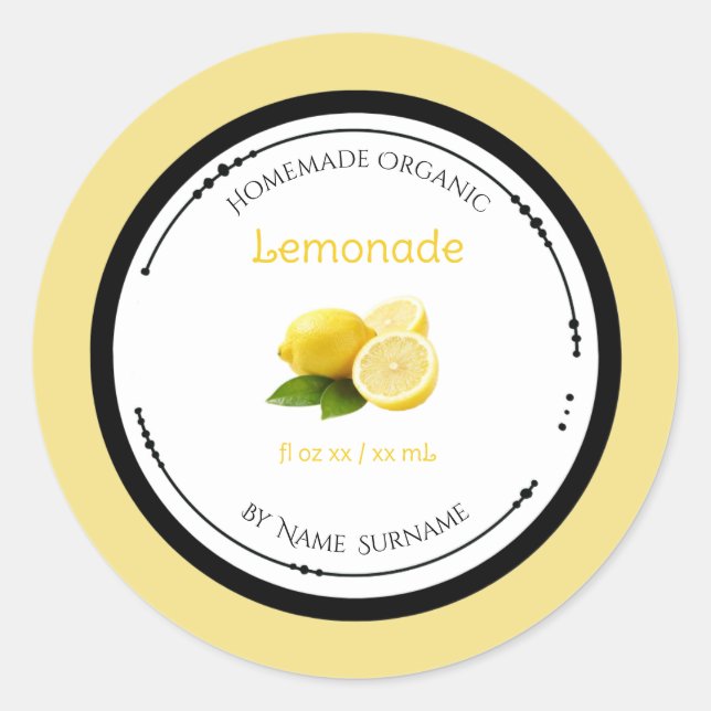 Rótulo de Adesivo de Limonada Orgânica Caseira (Frente)