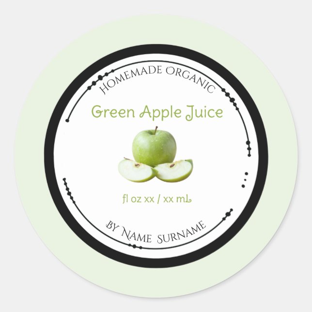 Rótulo de Adesivo de Suco de Maçã Verde Orgânico C (Frente)