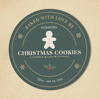 Rótulo de Adesivo para Caixa de Biscoitos de Natal