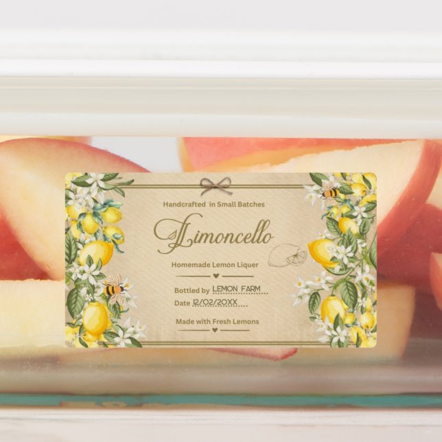 Rótulo de Adesivo para Garrafa de Limoncello Cotta (Afixado)