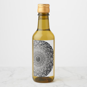 rótulo de arte mandala de garrafa de vinho miniatu