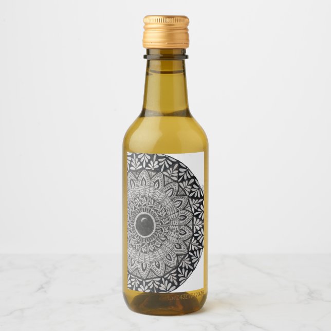 rótulo de arte mandala de garrafa de vinho miniatu (Frente)
