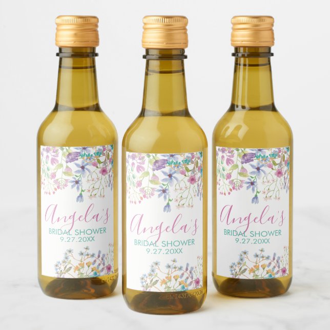 Rótulo de Bebida para Chá de Noiva Floral Campestr (Garrafas)